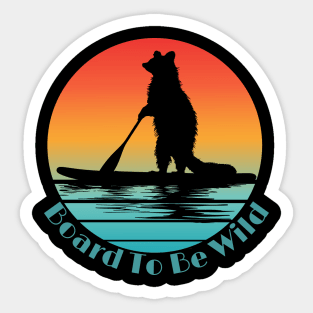 Retro Board To Be Wild Raccoon Paddler Sticker